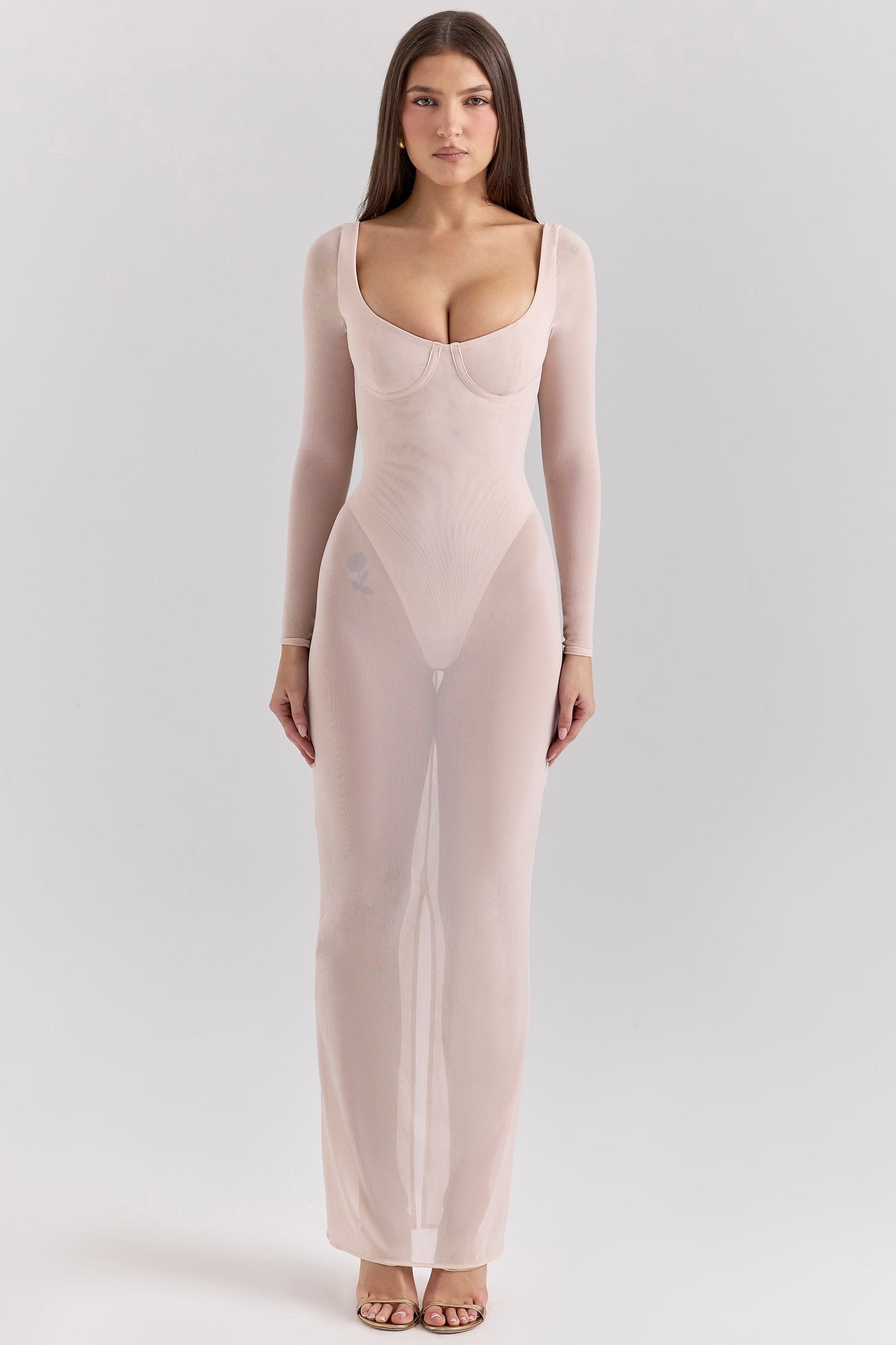 Vestido Maxi Mesh com Bodysuit Everly
