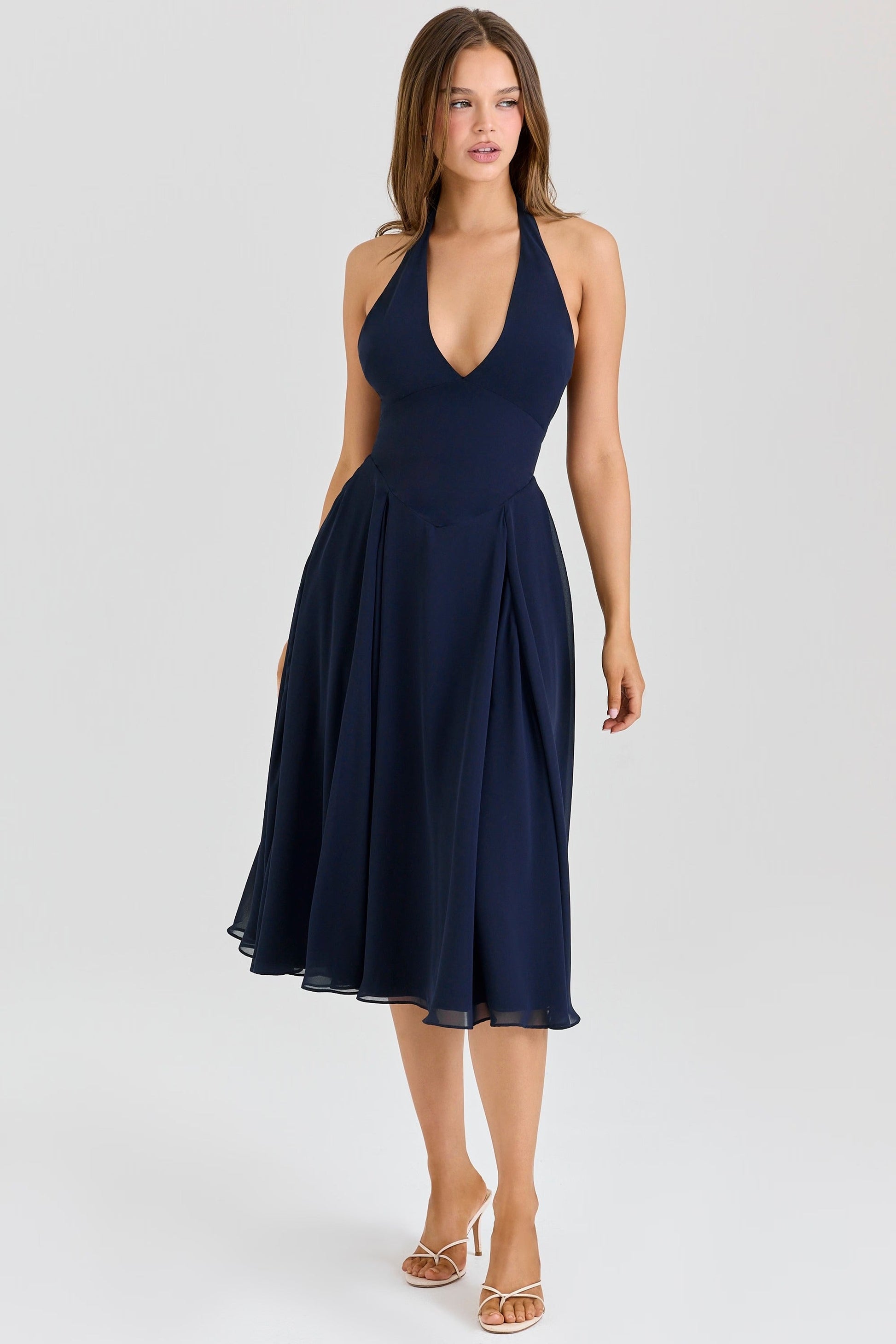 Vestido Halter Georgette Solada