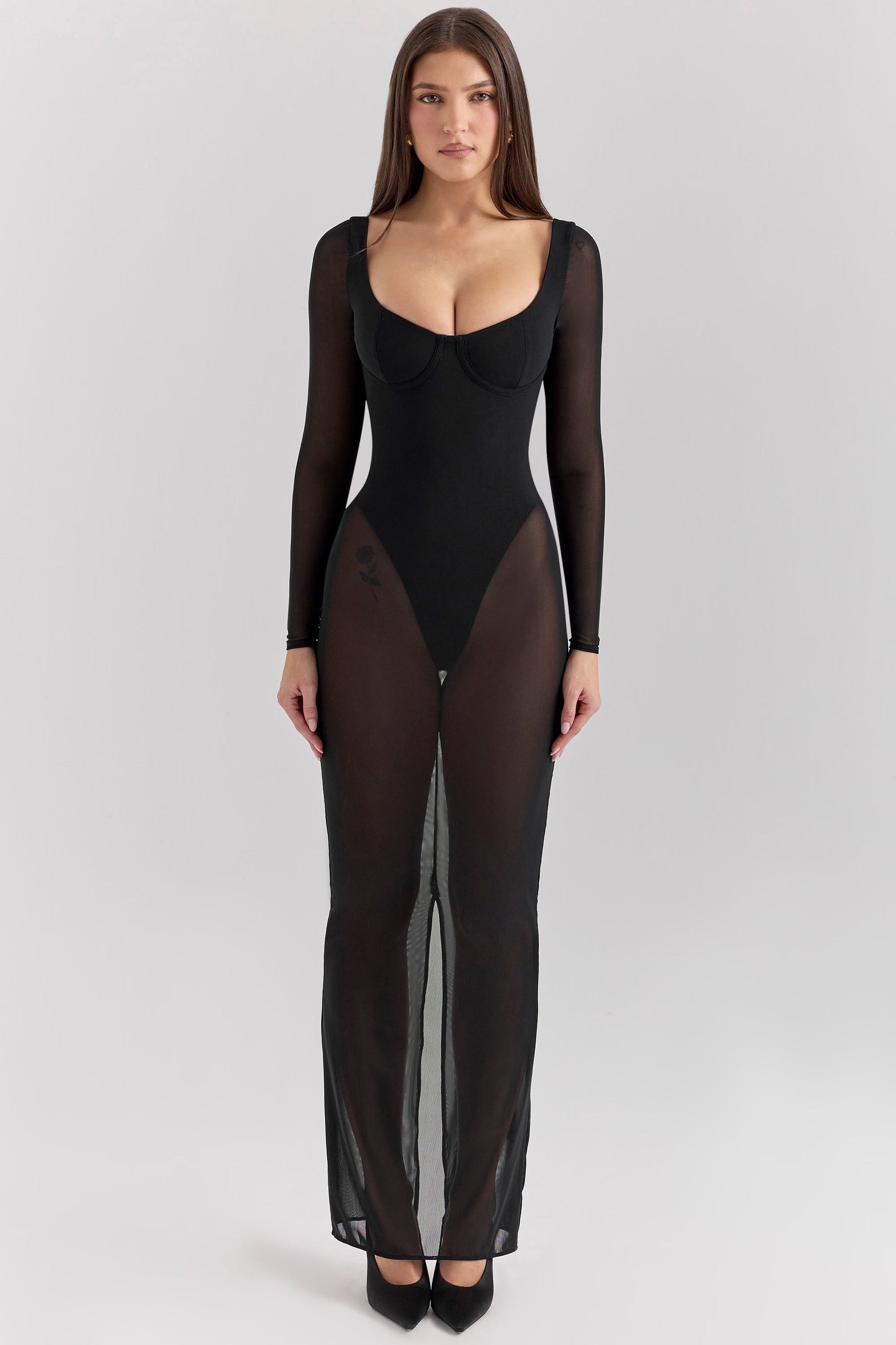 Vestido Maxi Mesh com Bodysuit Everly
