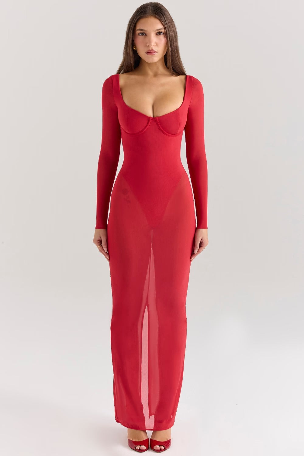 Vestido Maxi Mesh com Bodysuit Everly