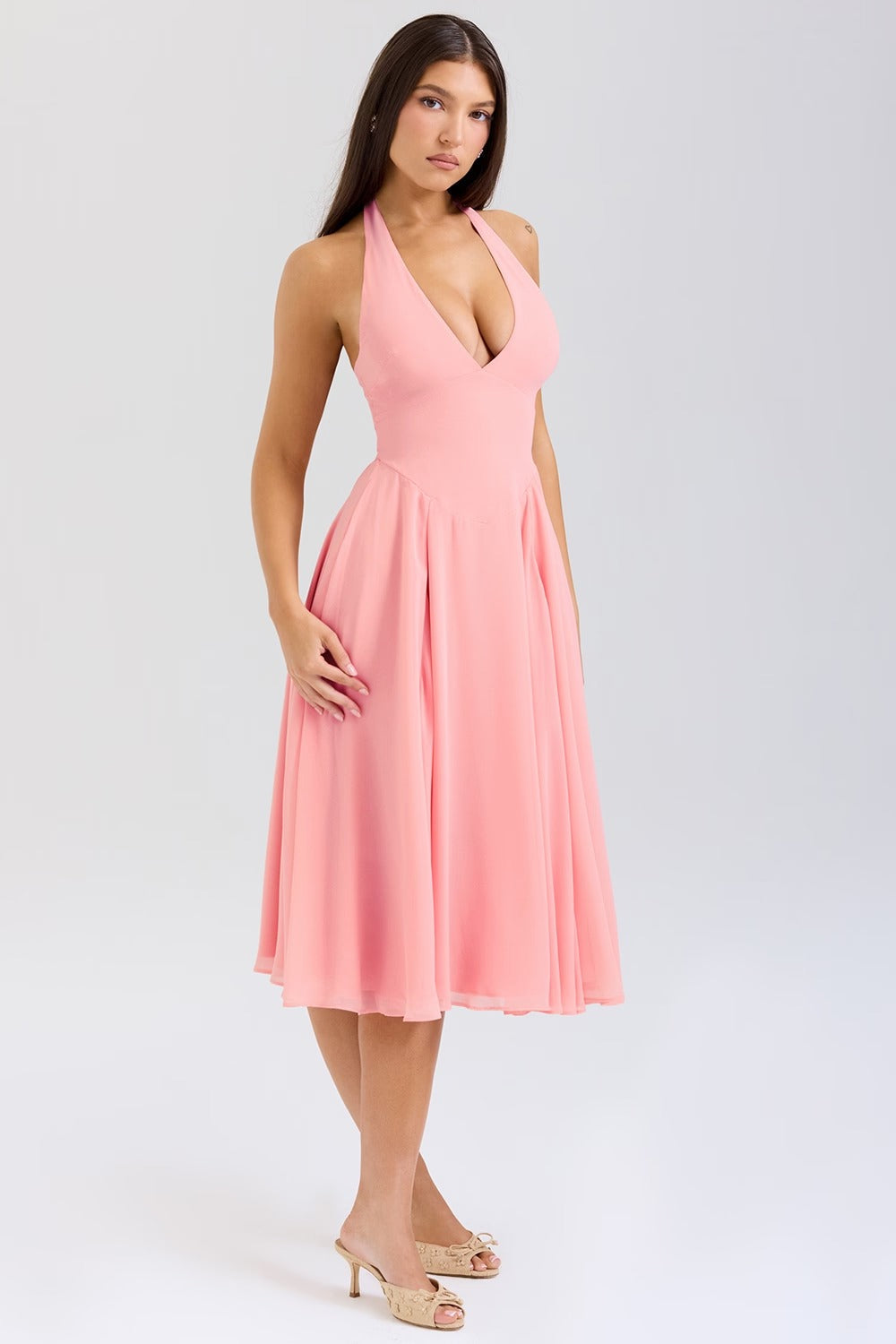 Vestido Halter Georgette Solada