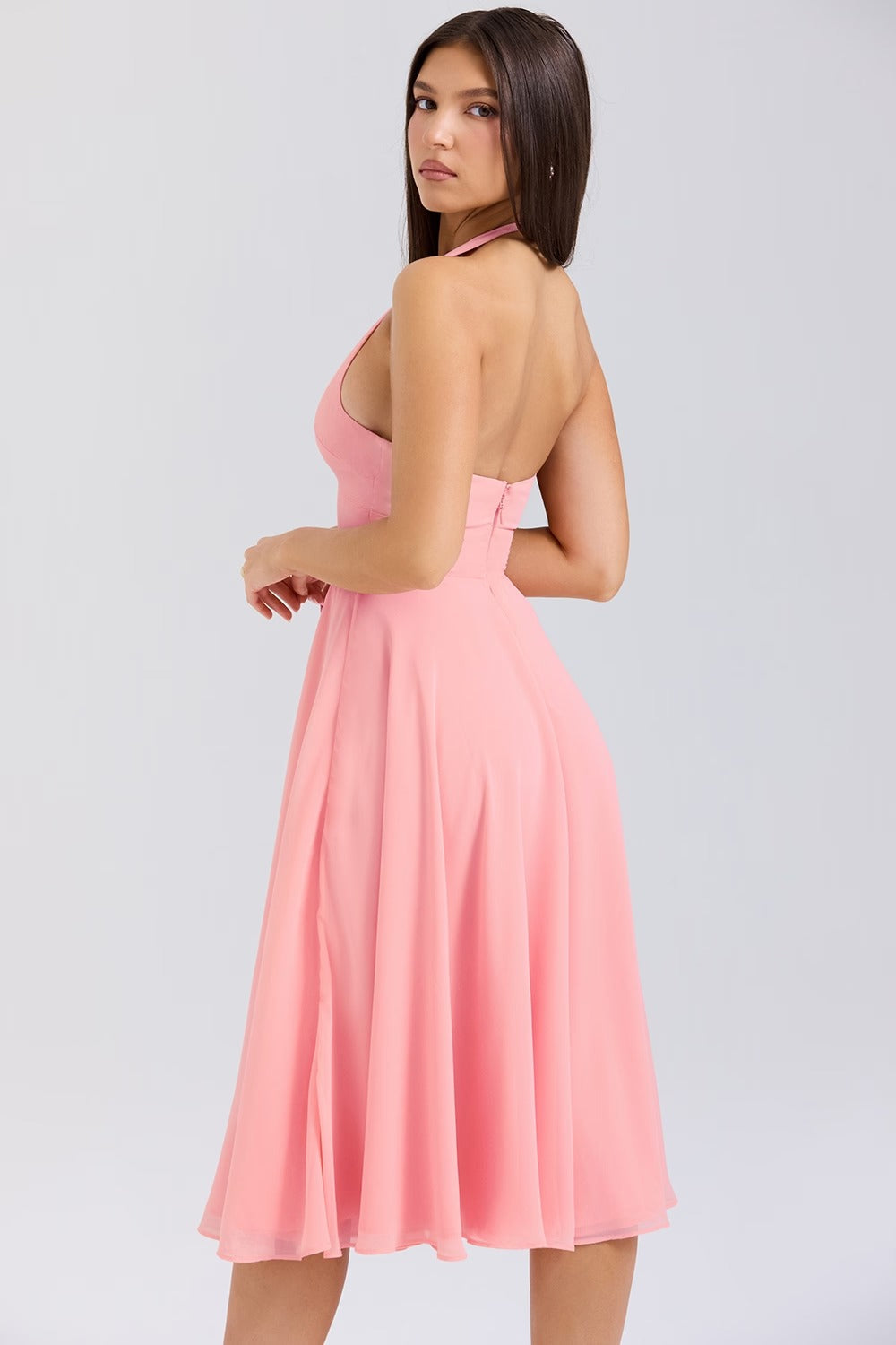 Vestido Halter Georgette Solada
