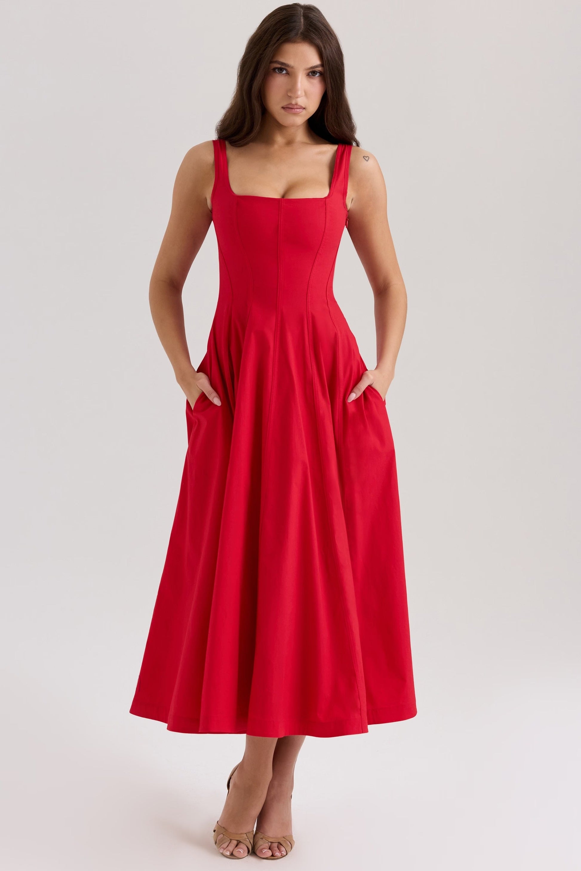 Vestido Midi Sundress de Algodão Stretch Mariabella