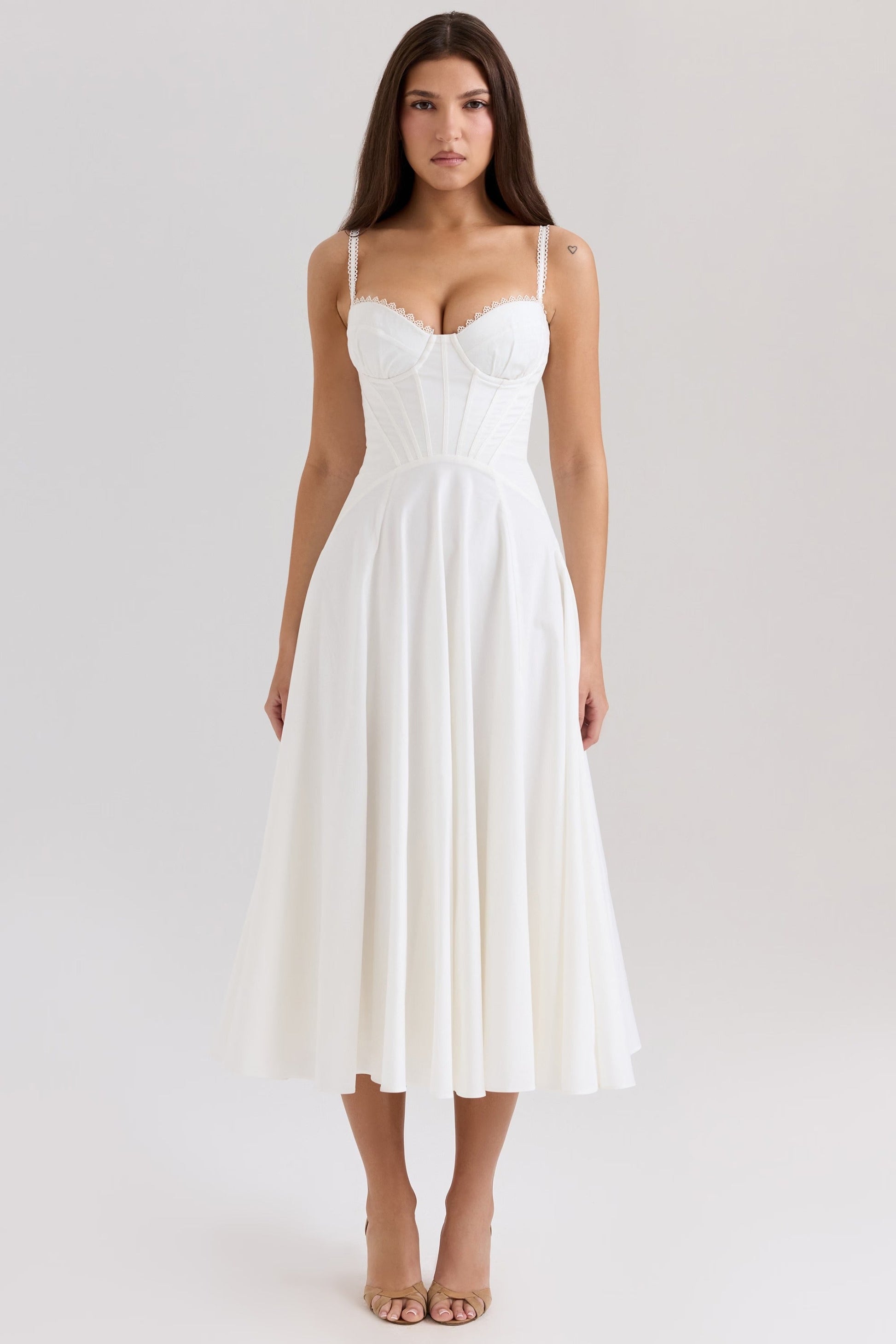 Vestido Midi Sundress de Algodão Stretch Steffani