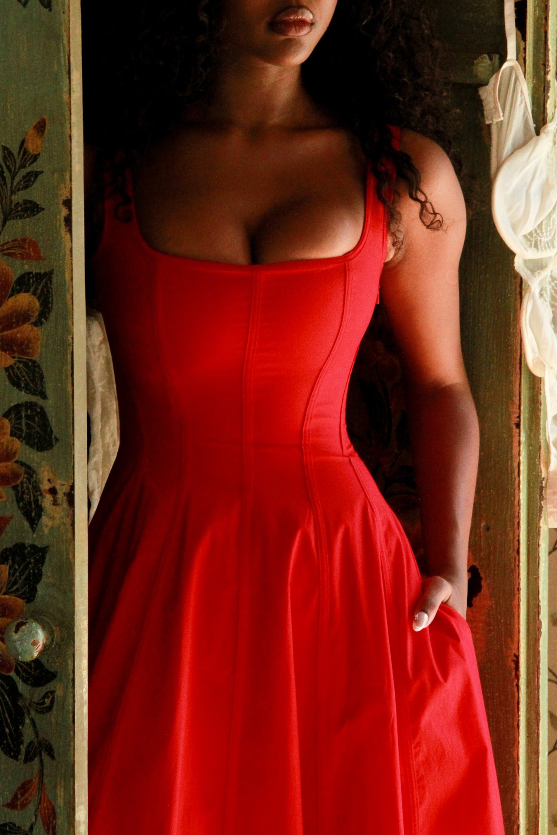 Vestido Midi Sundress de Algodão Stretch Mariabella