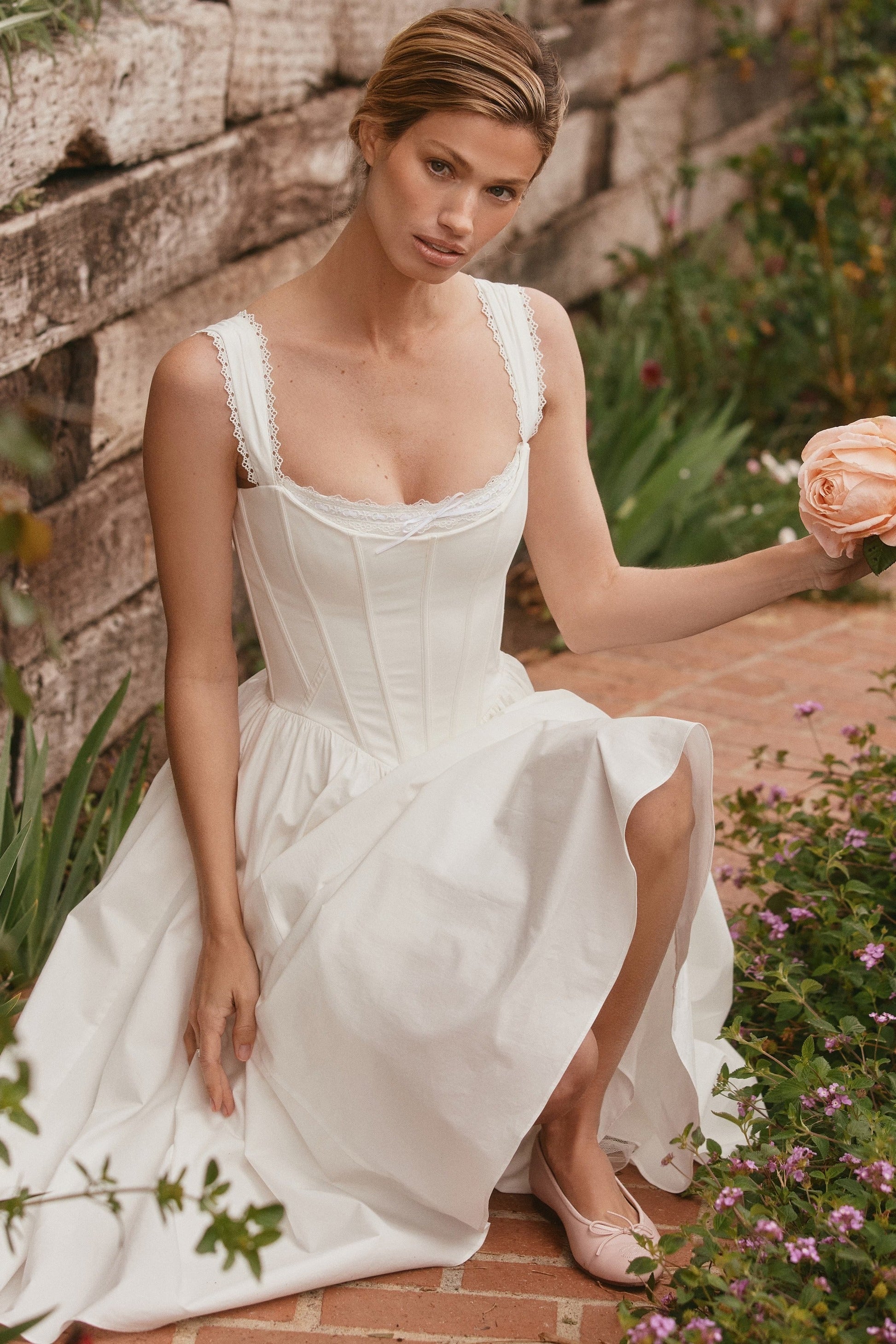 Vestido Midi Corset de Algodão Stretch Amara