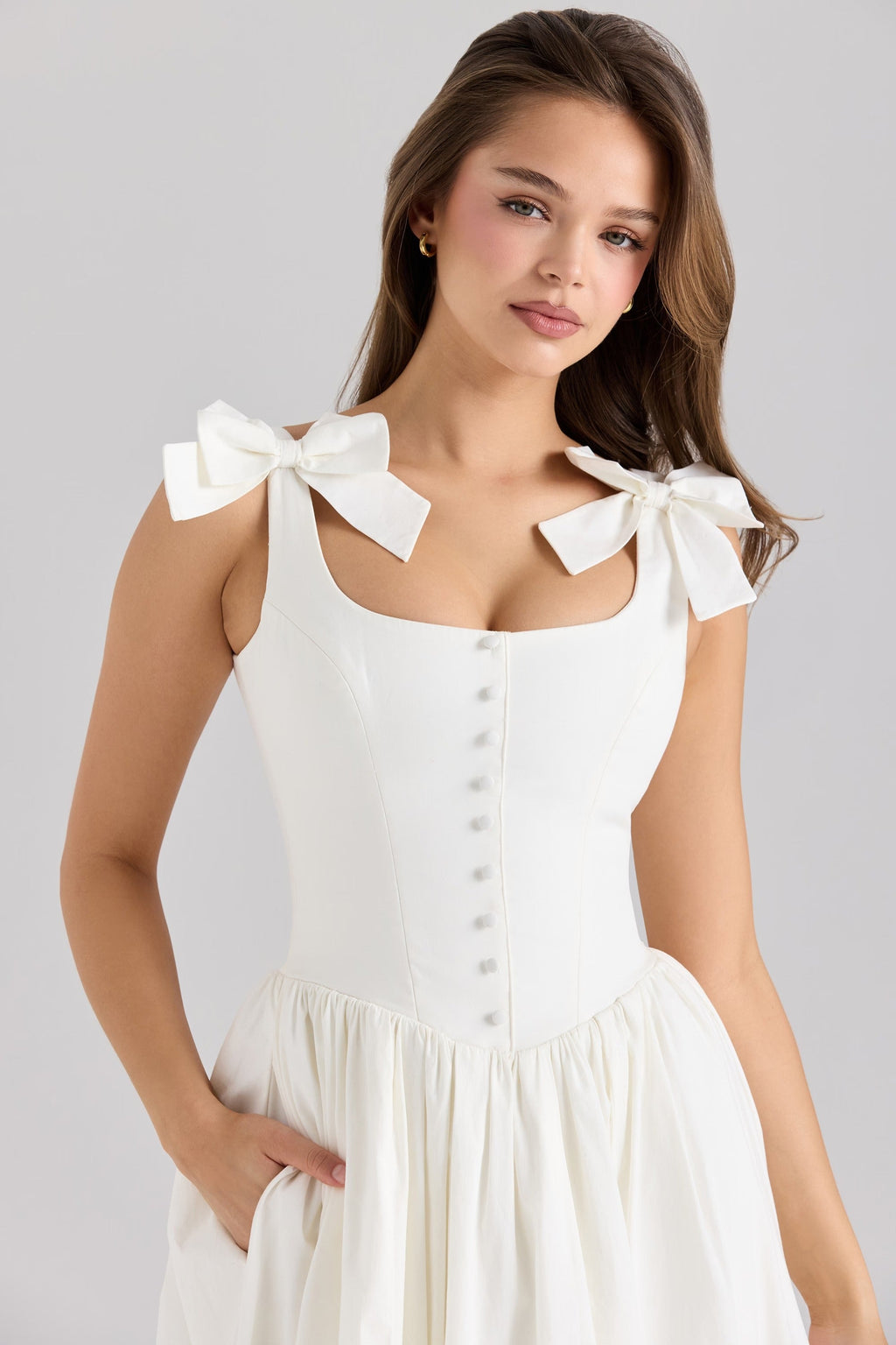 Vestido Midi Bow de Algodão Lillia