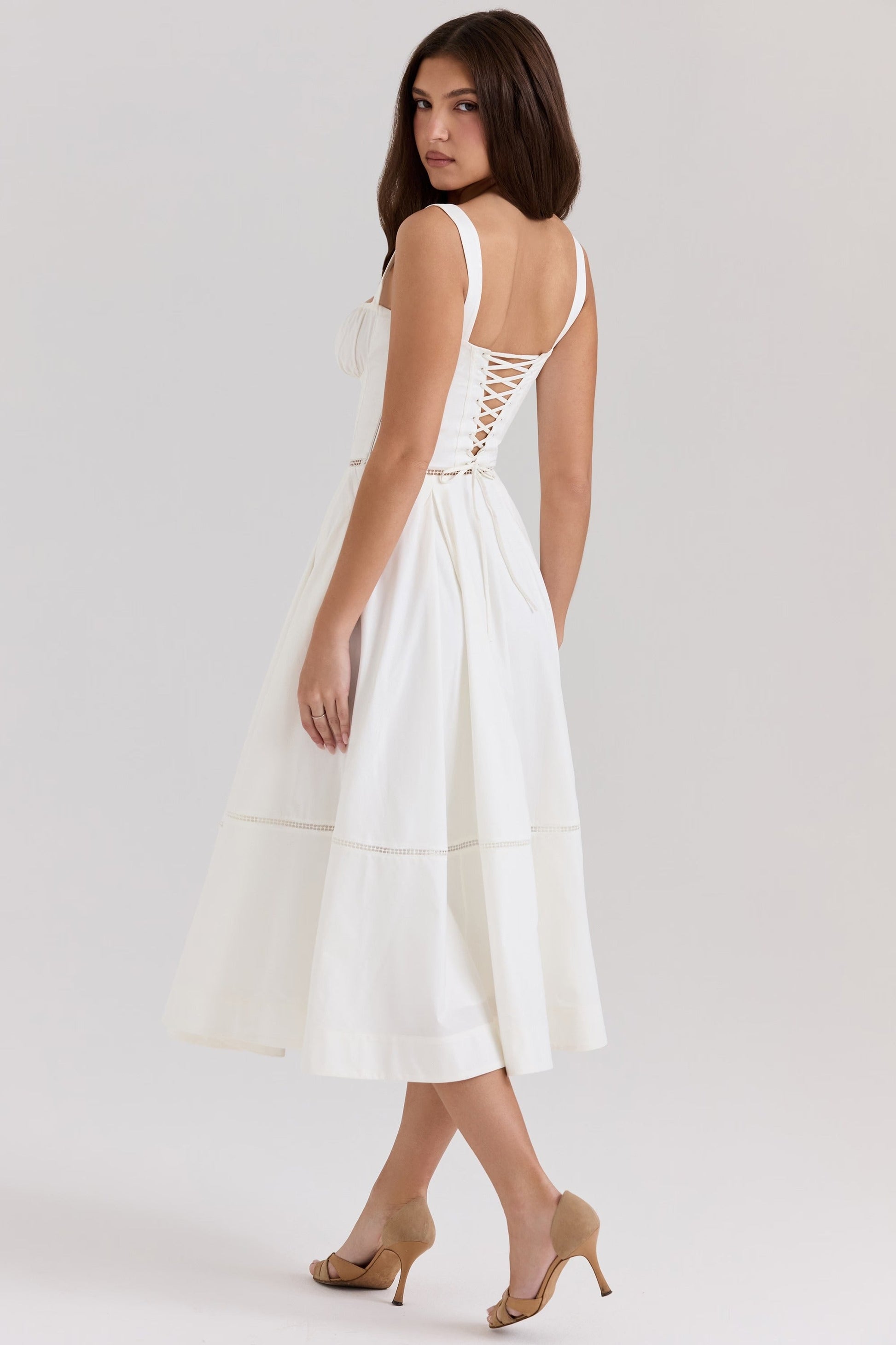 Vestido Midi de Algodão com Botões Frontais Chiarina