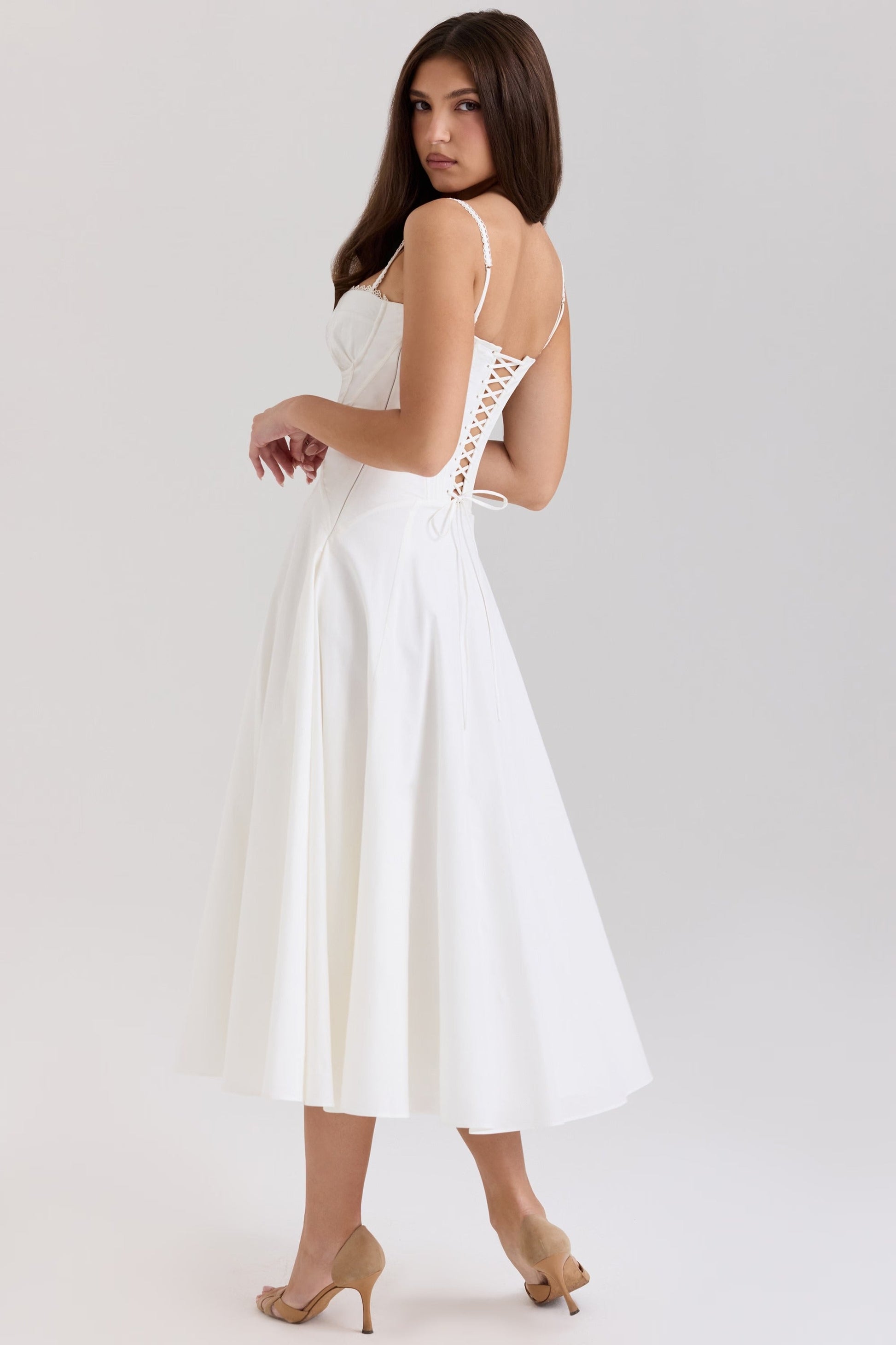 Vestido Midi Sundress de Algodão Stretch Steffani