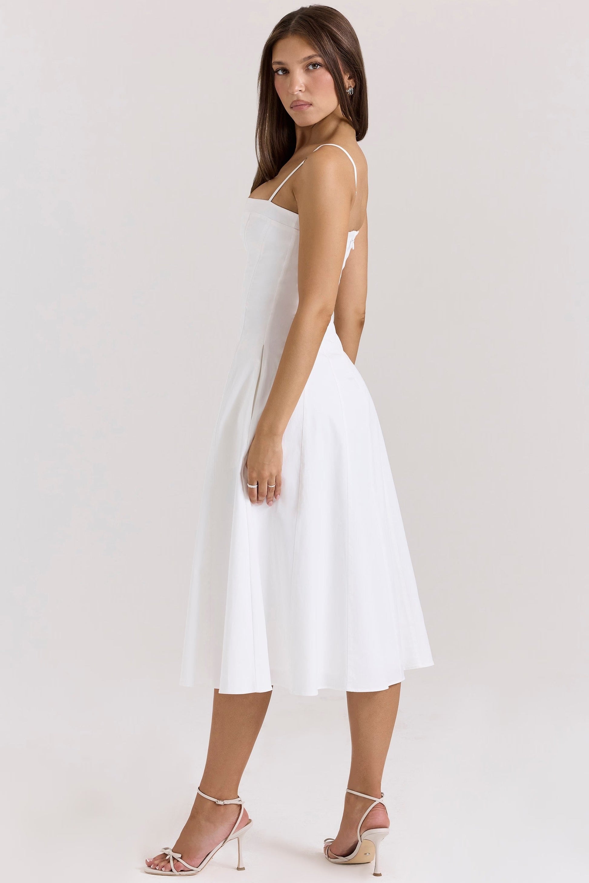 Vestido Midi A-line Sundress de Algodão Stretch Dolly
