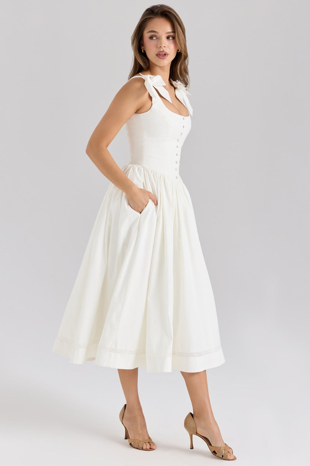 Vestido Midi Bow de Algodão Lillia