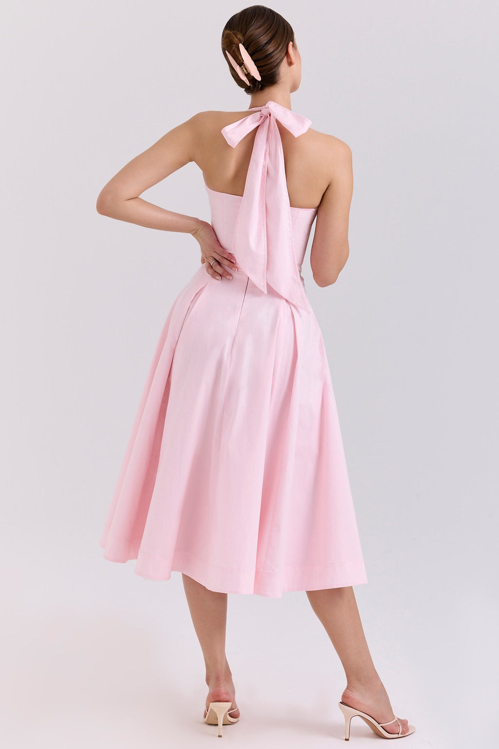 Vestido Midi Halter Sundress de Algodão Stretch Allena