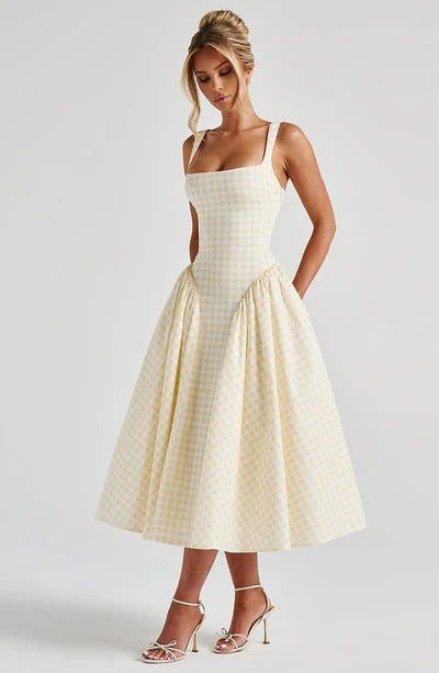Vestido Midi Sherrie Xadrez Vichy
