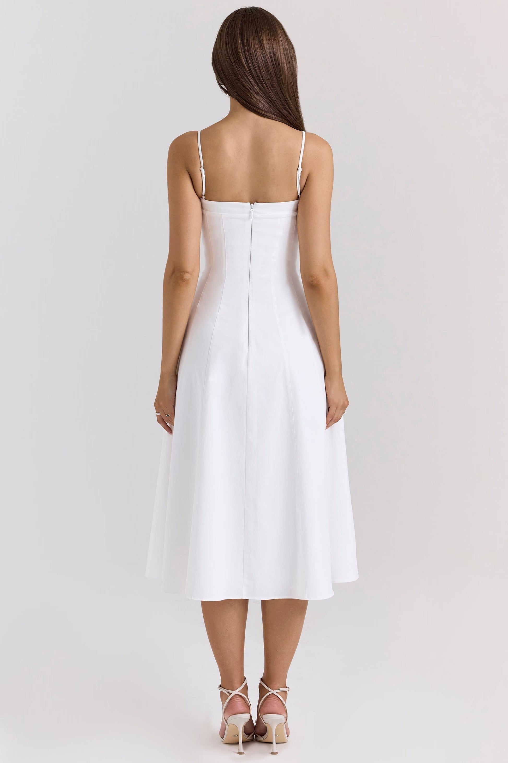 Vestido Midi A-line Sundress de Algodão Stretch Dolly