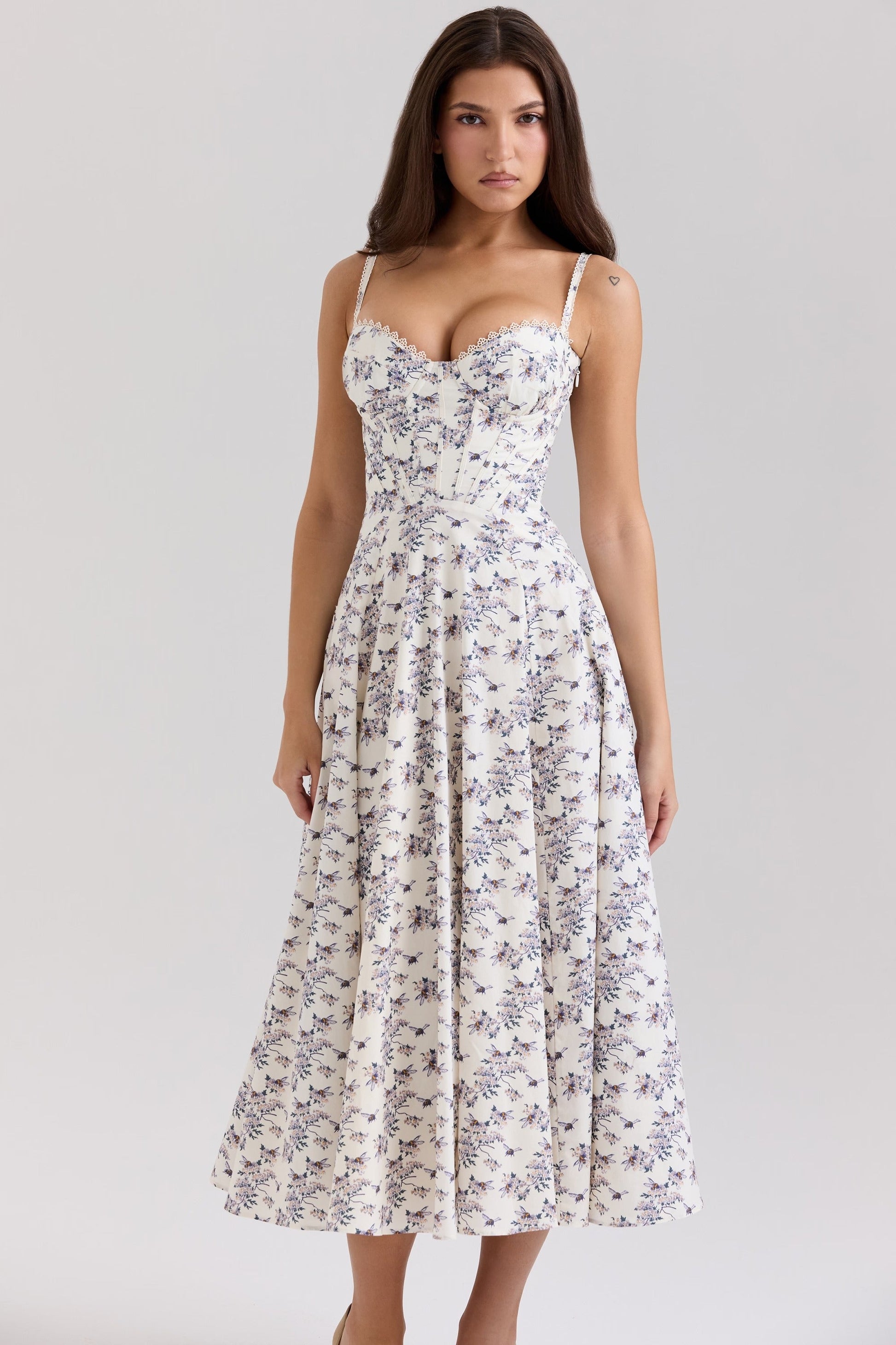 Vestido Midi Sundress de Algodão Stretch Steffani