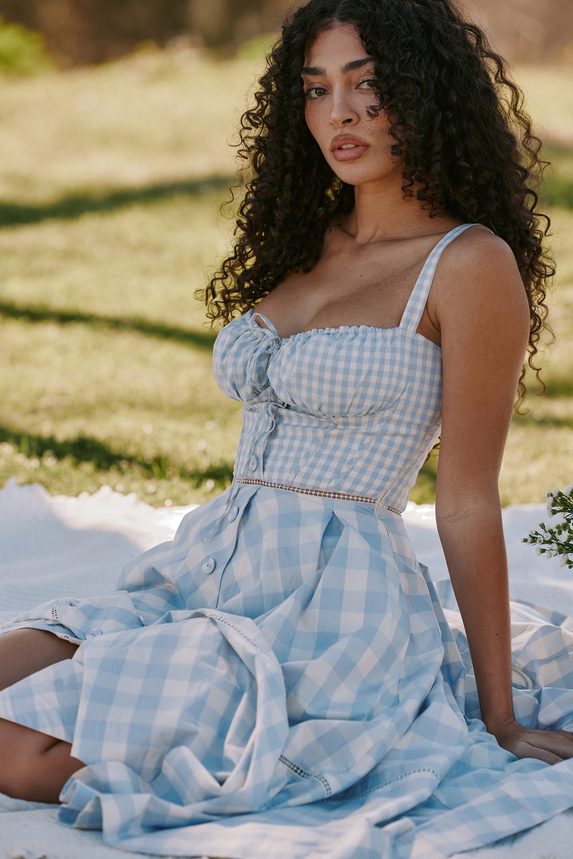Vestido Midi de Algodão com Botões Frontais Chiarina