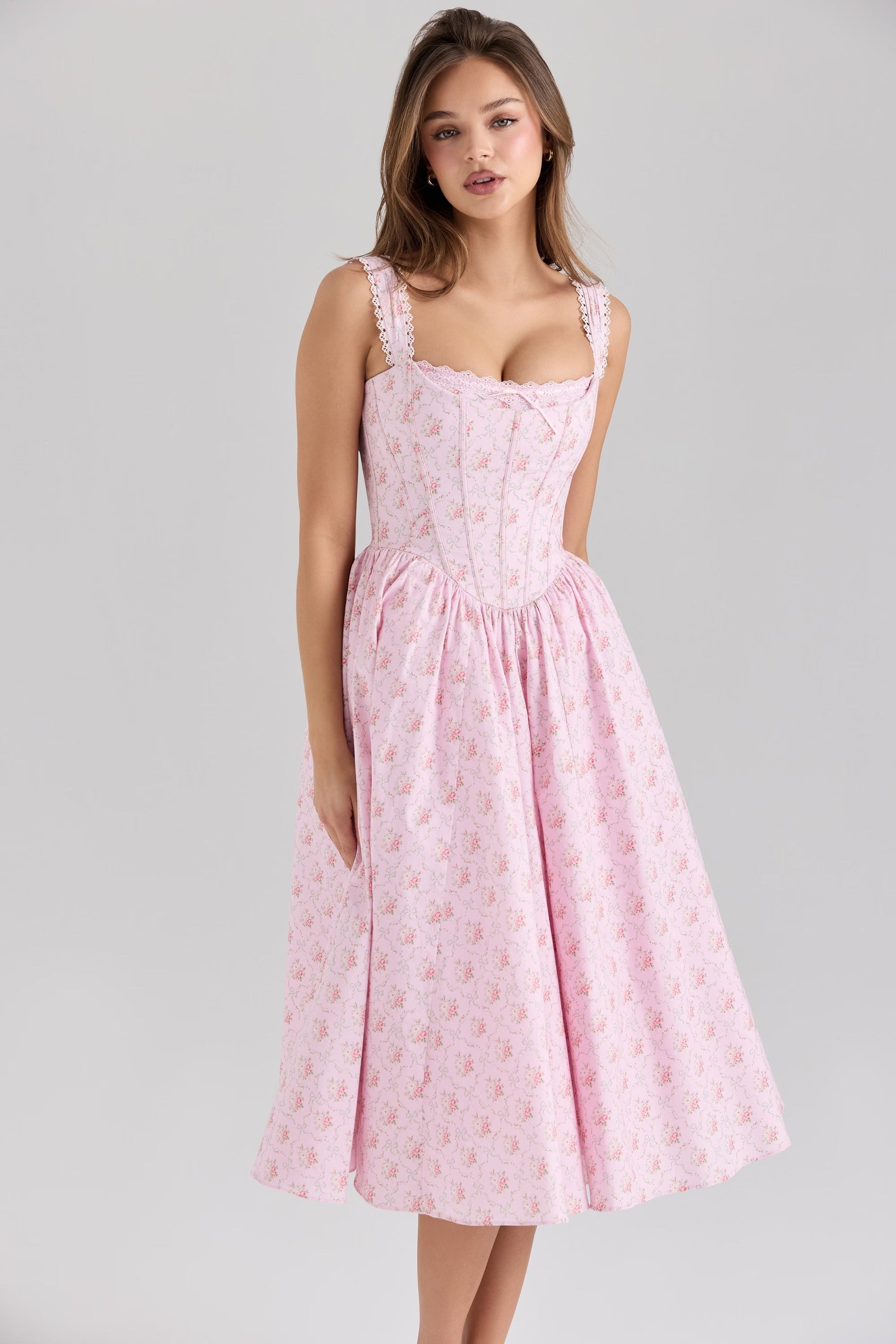 Vestido Midi Corset de Algodão Stretch Amara