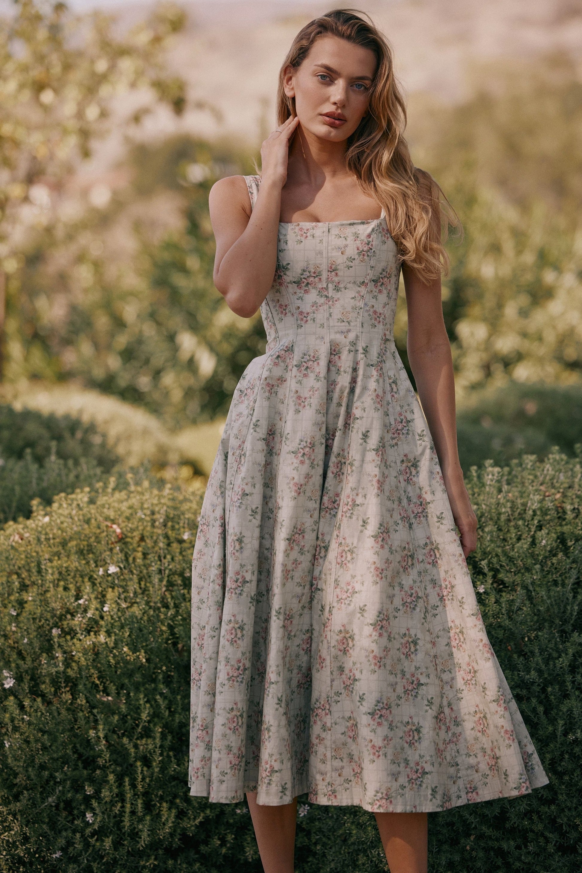 Vestido Midi Sundress de Algodão Stretch Mariabella