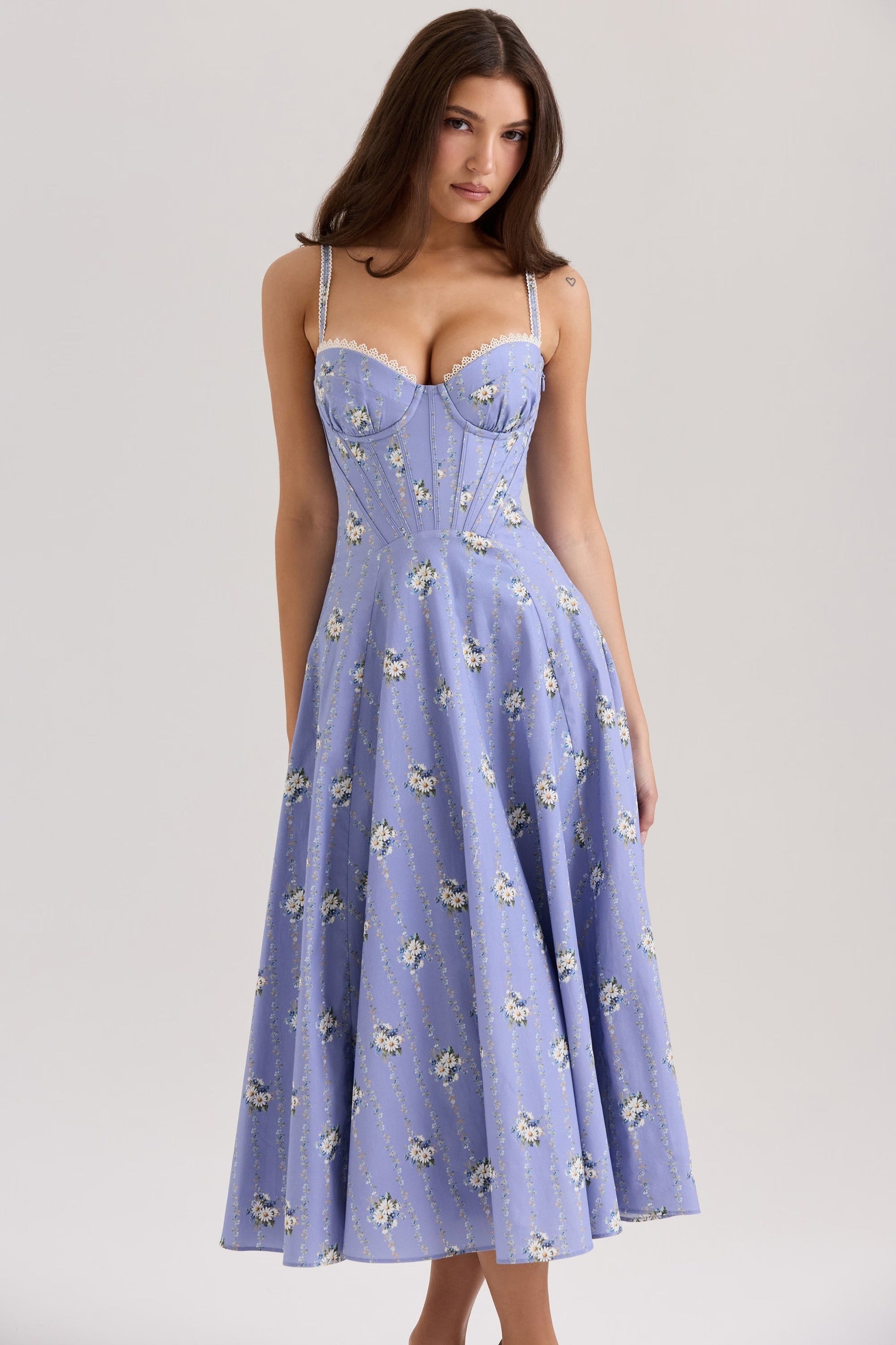 Vestido Midi Sundress de Algodão Stretch Steffani