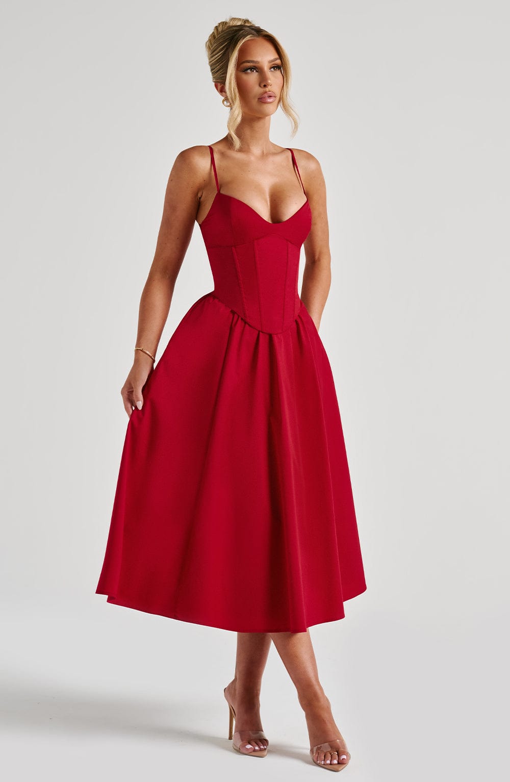 Vestido Feminino Midi Mariella Vermelho