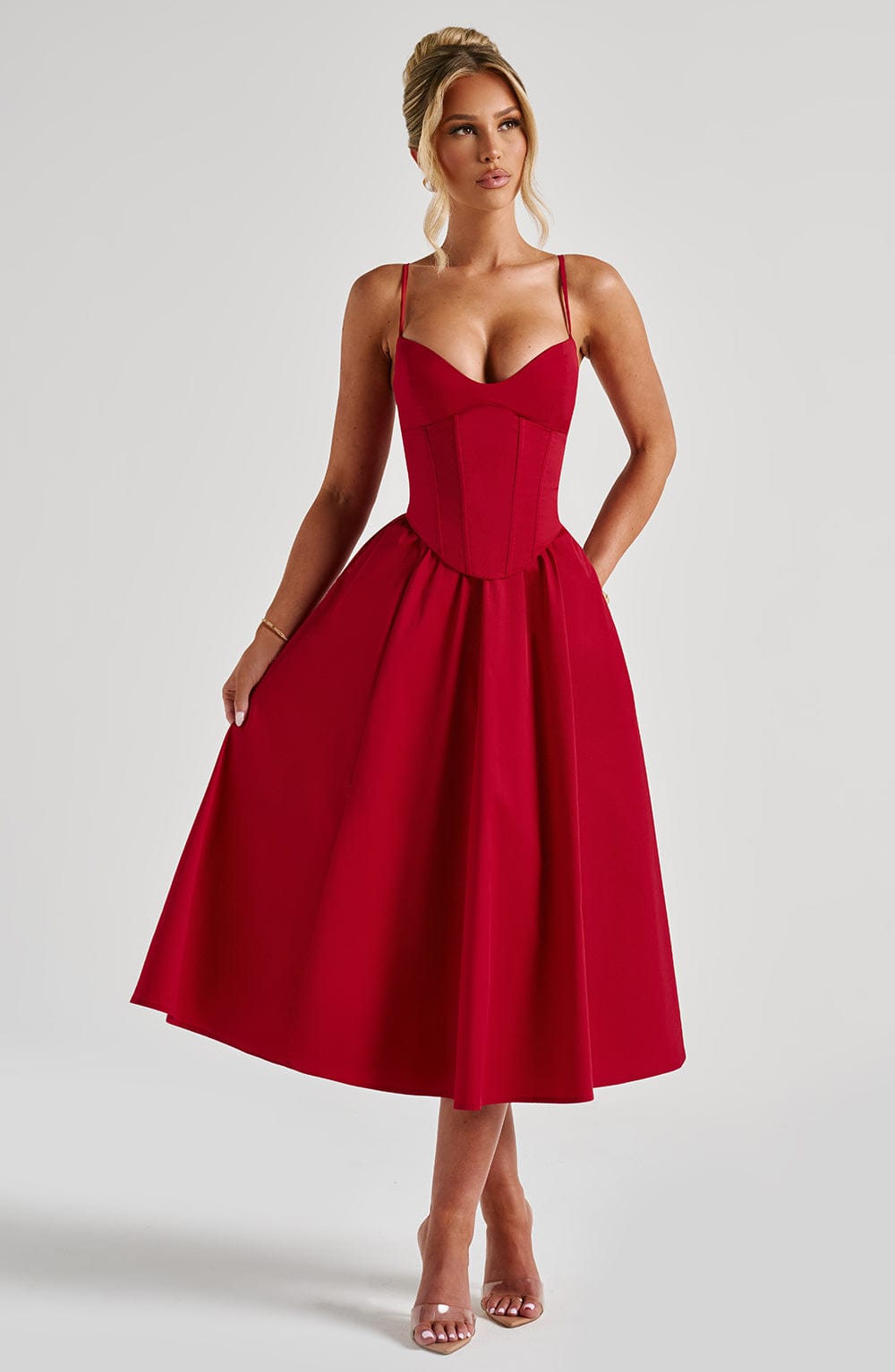 Vestido Feminino Midi Mariella Vermelho